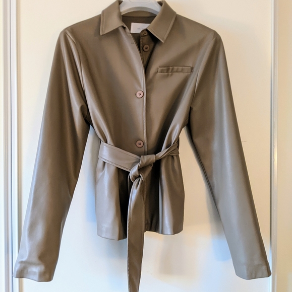 Vegan Leather Shirt Jacket - Picture 1 of 6